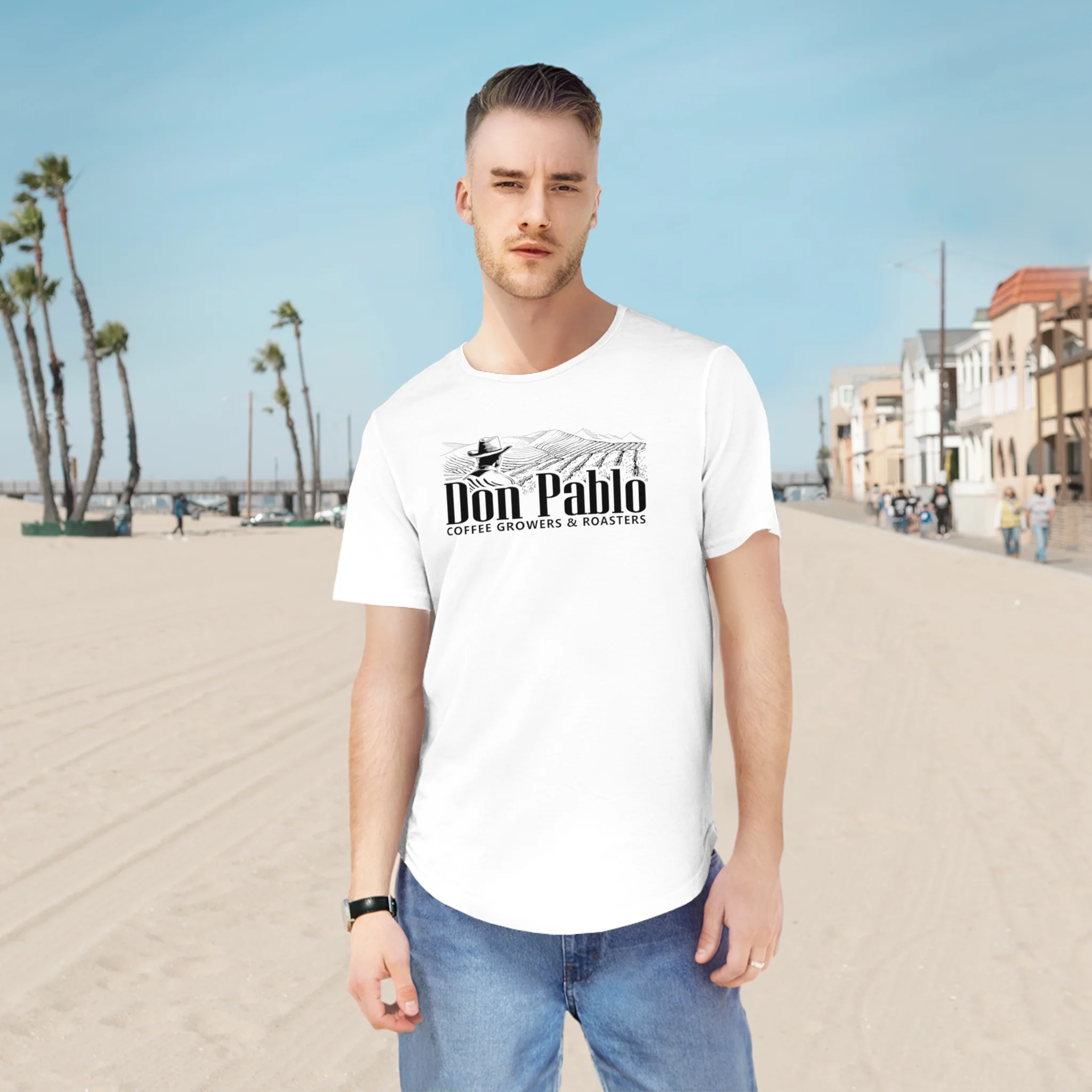 Don Pablo Coffee Cotton Curved Hem T-shirt - Image 6