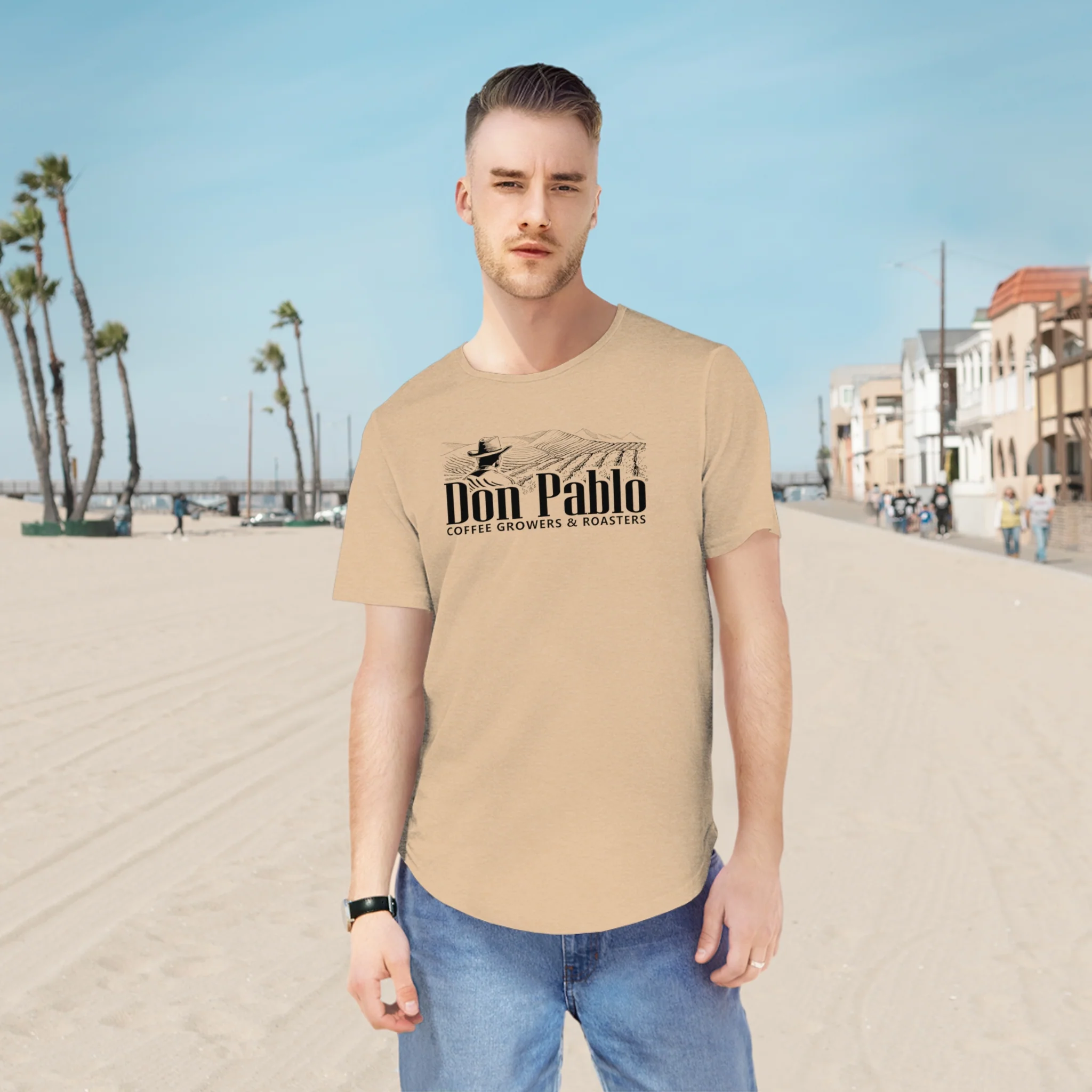Don Pablo Coffee Cotton Curved Hem T-shirt - Image 8
